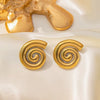 Wholesale 18K Gold Plated Titanium Steel Rotating Spiral Pattern Pendant Necklace And Earrings Set For Women
