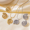 Wholesale 18K Gold Plated Titanium Steel Rotating Spiral Pattern Pendant Necklace And Earrings Set For Women