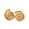 Wholesale 18K Gold Plated Titanium Steel Rotating Spiral Pattern Pendant Necklace And Earrings Set For Women