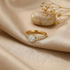 Wholesale 18K Gold Twotone Pig Stone Crown Pattern Electroplated Ring For Women