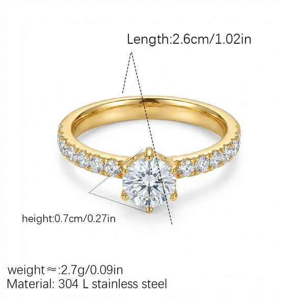 Wholesale 18K Gold Twotone Pig Stone Crown Pattern Electroplated Ring For Women