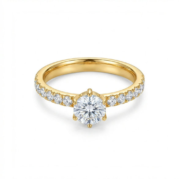 Wholesale 18K Gold Twotone Pig Stone Crown Pattern Electroplated Ring For Women