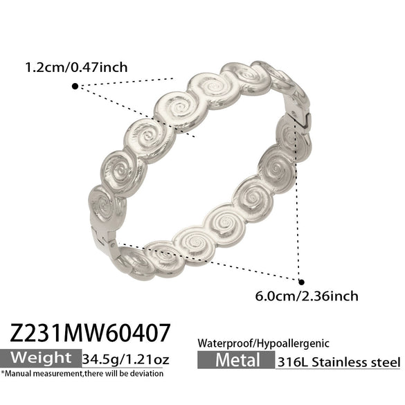 Wholesale 18K Goldplated Geometric Spiral Pattern Stainless Steel Bracelet For Women