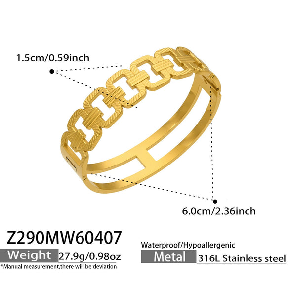 Wholesale 18K Goldplated Geometric Spiral Pattern Stainless Steel Bracelet For Women