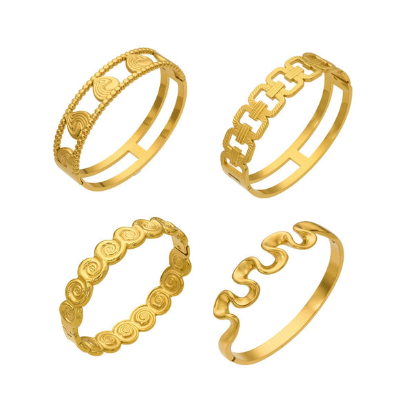 Wholesale 18K Goldplated Geometric Spiral Pattern Stainless Steel Bracelet For Women