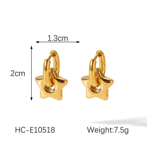 Wholesale 18K Goldplated Geometric Stainless Steel Fivepointed Star Earrings For Women