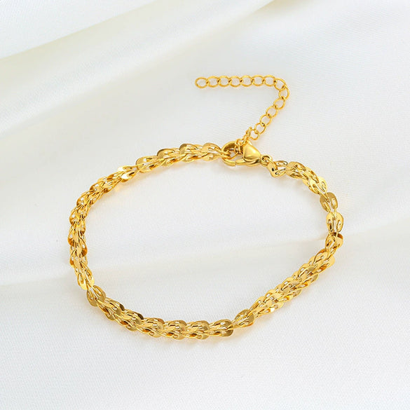 Wholesale 18K Goldplated Geometric Titanium Steel Cuban Chain Bracelet For Women