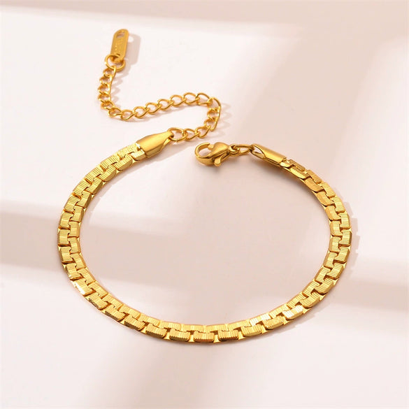 Wholesale 18K Goldplated Geometric Titanium Steel Cuban Chain Bracelet For Women