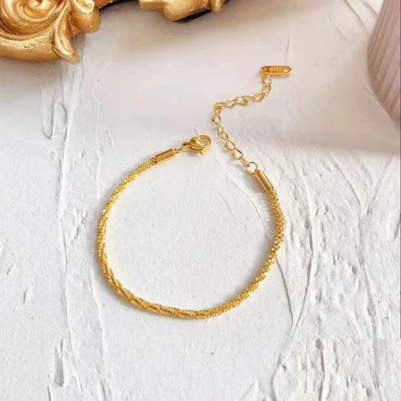 Wholesale 18K Goldplated Geometric Titanium Steel Cuban Chain Bracelet For Women