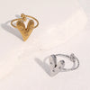 Wholesale 18K Goldplated Heart Shape Simple Stainless Steel Open Ring For Women