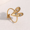 Wholesale 18K Goldplated Heart Shape Simple Stainless Steel Open Ring For Women