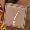 Wholesale 18K Goldplated Long Tassel Bead Chain Necklace With Geometric And Insect Pattern Titanium Steel Round Bead Tassel Pendant For Women