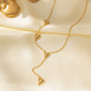 Wholesale 18K Goldplated Long Tassel Bead Chain Necklace With Geometric And Insect Pattern Titanium Steel Round Bead Tassel Pendant For Women