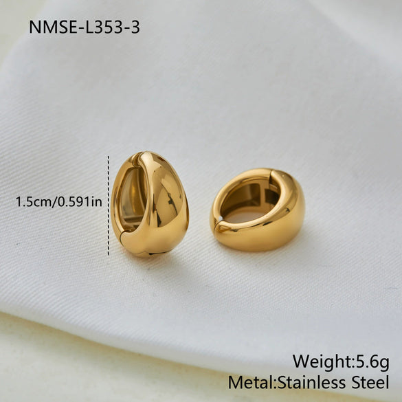 Wholesale 18K Goldplated Stainless Steel Geometric Beanshaped Stud Earrings For Women