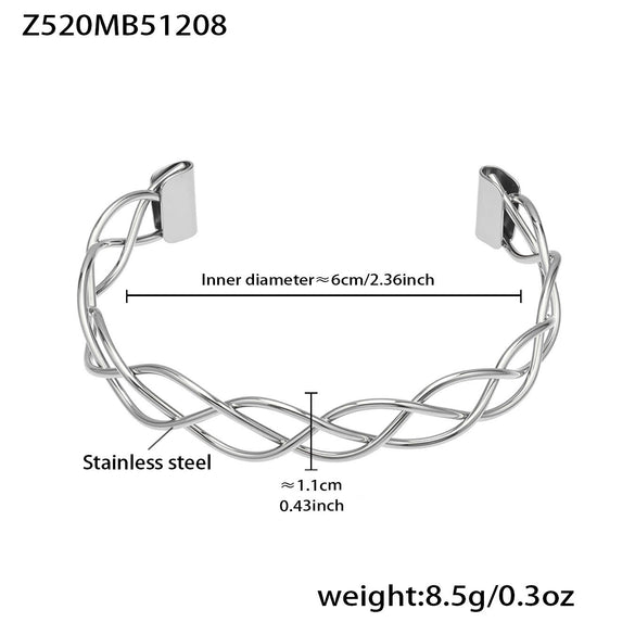 Wholesale 18K Goldplated Stainless Steel Geometric Cut Out Buckle Cross Opening Bracelet