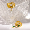 Wholesale 18K Goldplated Stainless Steel Geometric Rings With Marquise Zircon Pendants Women's Jewelry Accessories