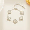 Wholesale 18K Goldplated Stainless Steel Minimalist Leaf Pattern Clover Bracelet For Women