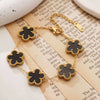 Wholesale 18K Goldplated Stainless Steel Minimalist Leaf Pattern Clover Bracelet For Women
