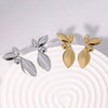 Wholesale 18K Goldplated Stainless Steel Minimalist Leaves Earrings For Women