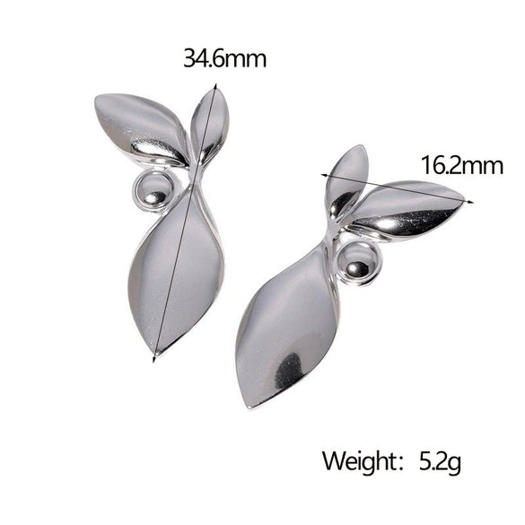 Wholesale 18K Goldplated Stainless Steel Minimalist Leaves Earrings For Women