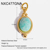 Wholesale 18K Goldplated Stainless Steel Natural Stone Pendant With Cutting And Polishing Technique Vintage Charm Popular Geometric Ins Style Jewelry Accessories