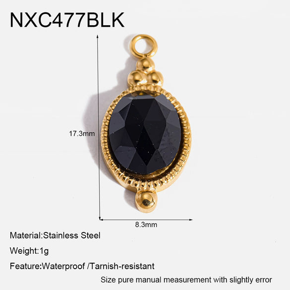 Wholesale 18K Goldplated Stainless Steel Natural Stone Pendant With Cutting And Polishing Technique Vintage Charm Popular Geometric Ins Style Jewelry Accessories