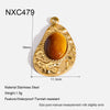 Wholesale 18K Goldplated Stainless Steel Natural Stone Pendant With Cutting And Polishing Technique Vintage Charm Popular Geometric Ins Style Jewelry Accessories