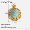 Wholesale 18K Goldplated Stainless Steel Natural Stone Pendant With Cutting And Polishing Technique Vintage Charm Popular Geometric Ins Style Jewelry Accessories