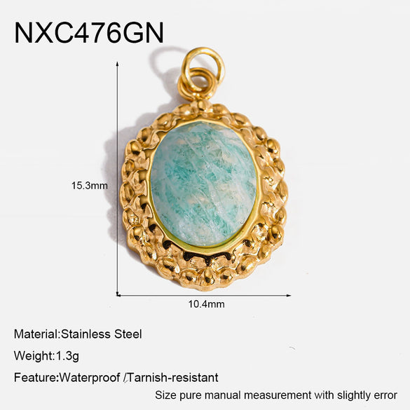Wholesale 18K Goldplated Stainless Steel Natural Stone Pendant With Cutting And Polishing Technique Vintage Charm Popular Geometric Ins Style Jewelry Accessories