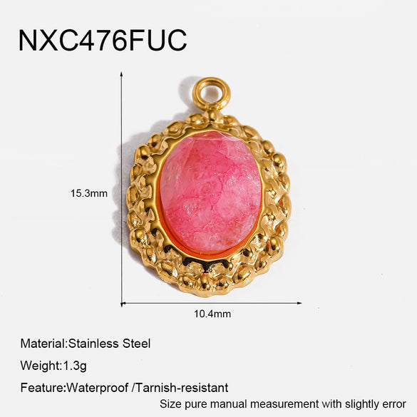 Wholesale 18K Goldplated Stainless Steel Natural Stone Pendant With Cutting And Polishing Technique Vintage Charm Popular Geometric Ins Style Jewelry Accessories