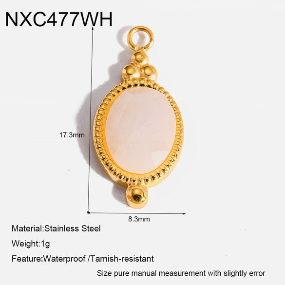 Wholesale 18K Goldplated Stainless Steel Natural Stone Pendant With Cutting And Polishing Technique Vintage Charm Popular Geometric Ins Style Jewelry Accessories