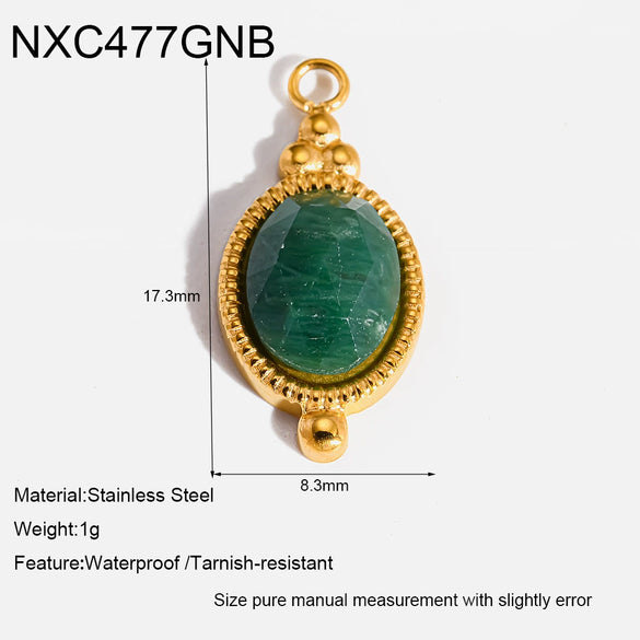 Wholesale 18K Goldplated Stainless Steel Natural Stone Pendant With Cutting And Polishing Technique Vintage Charm Popular Geometric Ins Style Jewelry Accessories