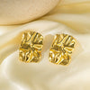 Wholesale 18K Goldplated Titanium Steel Geometric Pleated Earrings For Women