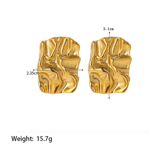 Wholesale 18K Goldplated Titanium Steel Geometric Pleated Earrings For Women