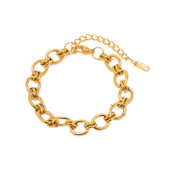 Wholesale 18K Goldplated Titanium Steel O Word Chain Necklace And Bracelet Jewelry For Women