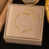 Wholesale 18K Real Gold Plated Geometric Titanium Steel Jewelry Necklace And Bracelet For Women Light Luxury Style