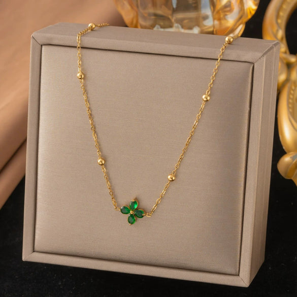 Wholesale 18K Real Gold Plated Geometric Titanium Steel Jewelry Necklace And Bracelet For Women Light Luxury Style