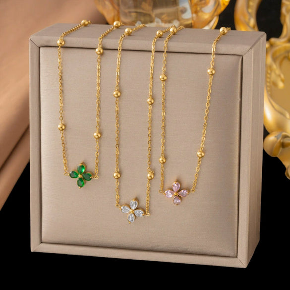 Wholesale 18K Real Gold Plated Geometric Titanium Steel Jewelry Necklace And Bracelet For Women Light Luxury Style