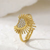 Wholesale 18K Real Gold Plated Stainless Steel Geometric Heart Shaped Open Ring For Women Light Luxury Style Fashion Accessories