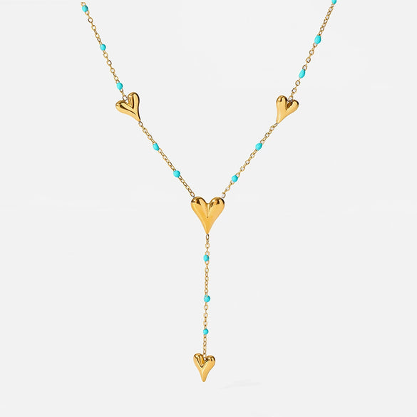 Wholesale 18K Real Gold Plated Stainless Steel Heart Shape Pendant Necklace For Women