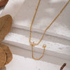 Wholesale 18K Real Gold Plated Stainless Steel Zircon Floral Yshaped O Word Chain Necklace For Girls