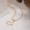Wholesale 18K Real Gold Plated Stainless Steel Zircon Floral Yshaped O Word Chain Necklace For Girls