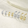 Wholesale 14K Stainless Steel Electroplated Light Luxury Minimalist Geometric Cshaped Zircon Earrings For Women