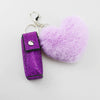 Wholesale Keychain Lipstick Case Hair Ball Pendant Artificial Leather Heart Shape Hot Drill Minimalist Style