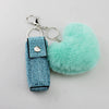 Wholesale Keychain Lipstick Case Hair Ball Pendant Artificial Leather Heart Shape Hot Drill Minimalist Style