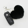 Wholesale Keychain Lipstick Case Hair Ball Pendant Artificial Leather Heart Shape Hot Drill Minimalist Style
