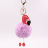 Wholesale Keychain Pu Leather Imitation Rex Rabbit Fur Flamingo Toucan Fur Ball Pendant
