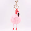 Wholesale Keychain Pu Leather Imitation Rex Rabbit Fur Flamingo Toucan Fur Ball Pendant