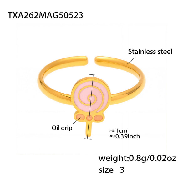 Wholesale Kids' Jewelry Ferris Wheel And Lollipop Design Stainless Steel Enamel Glaze And Titanium Steel Electroplated Necklace Bracelet Ring Earrings