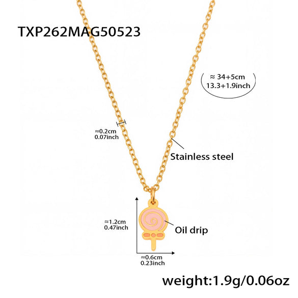 Wholesale Kids' Jewelry Ferris Wheel And Lollipop Design Stainless Steel Enamel Glaze And Titanium Steel Electroplated Necklace Bracelet Ring Earrings